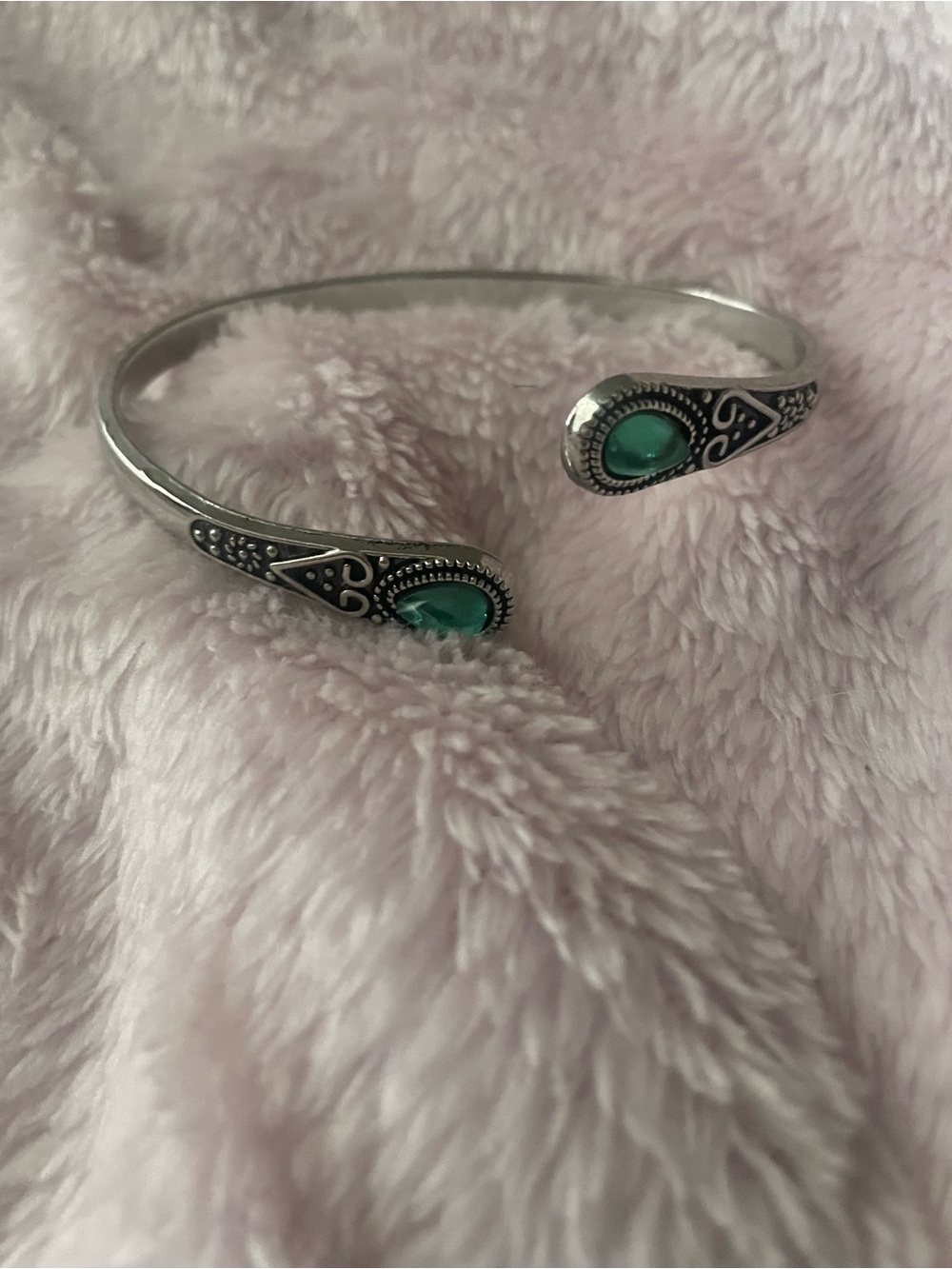 Silver-Tone Turquoise Accent Open Cuff Bracelet - Women's Jewelry